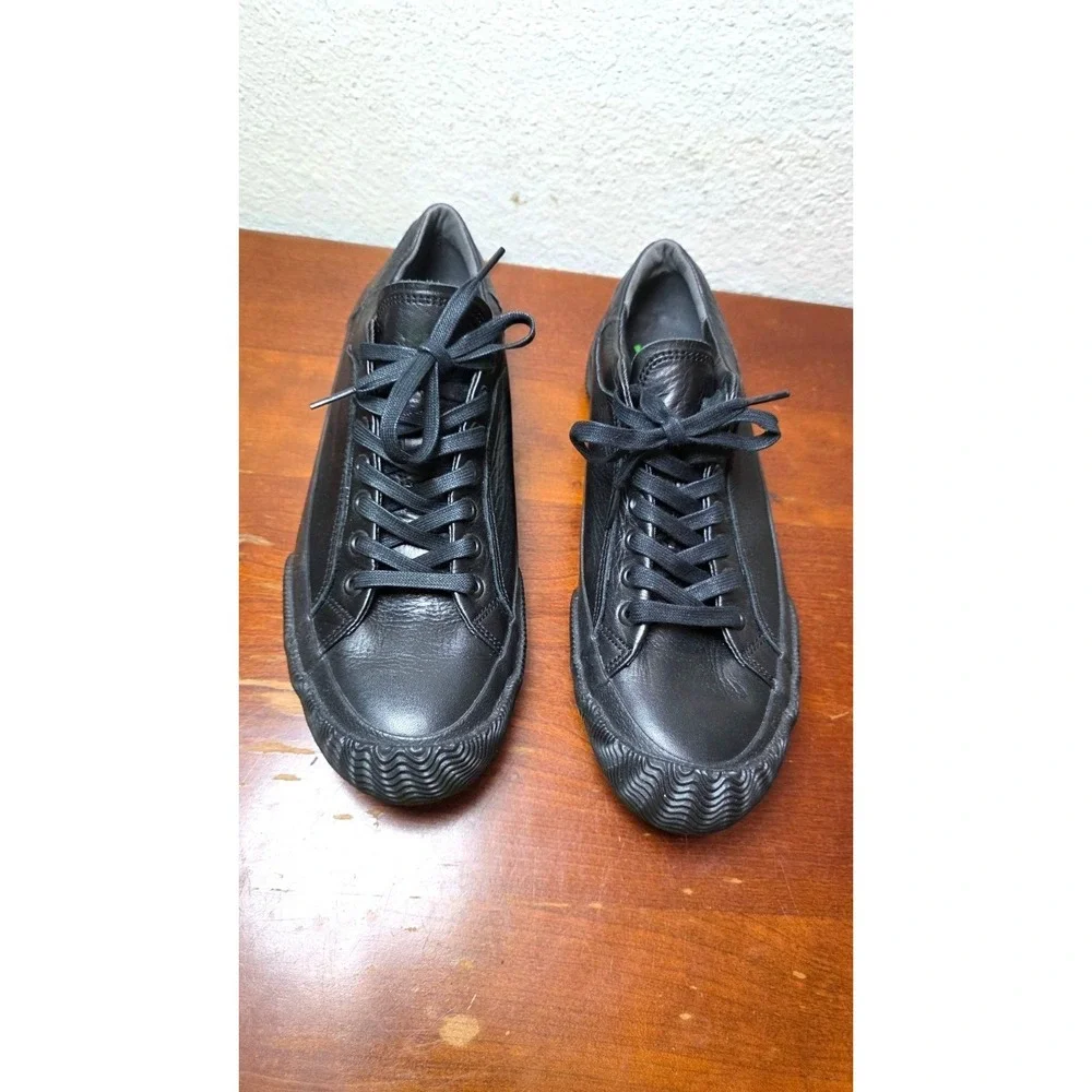 Single Move Japan Black Leather Low-Top Sneakers‎ Lace-Up Women's Size S 7-7.5